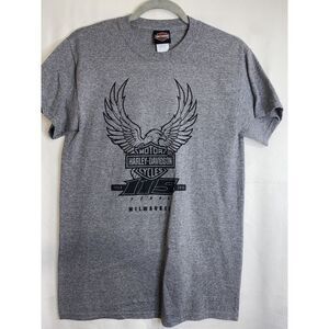 Harley Davidson Shirt Milwaukee 2018 Adults Small Gray Graphic Eagle‎ Crew Neck